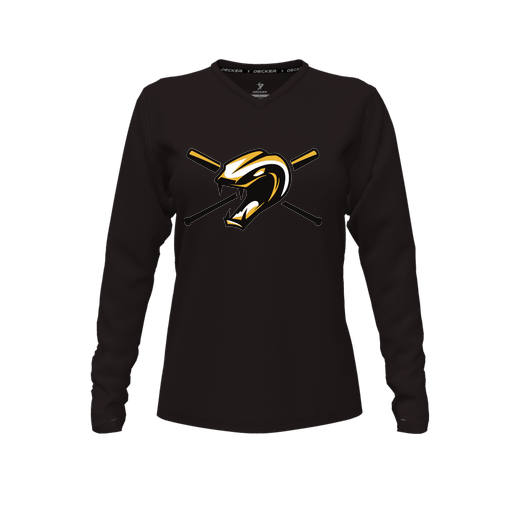 [FTLVPTBK-FYXS-LOGO1] Decker Performance T-Shirt (Female Youth XS, Black, V Neck, Logo 1, Long Sleeve)